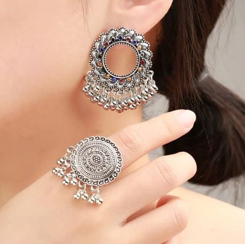 Bộ phụ kiện nhẫn dây chuyền 3 món đồng giá