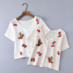 Áo Len Thêu Hoa Đỏ