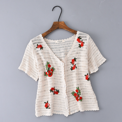 Áo Len Thêu Hoa Đỏ