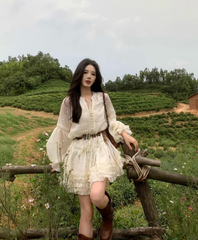 Đầm Vintage Kem - Ruffle