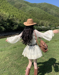 Đầm Vintage Kem - Ruffle