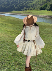 Đầm Vintage Kem - Ruffle