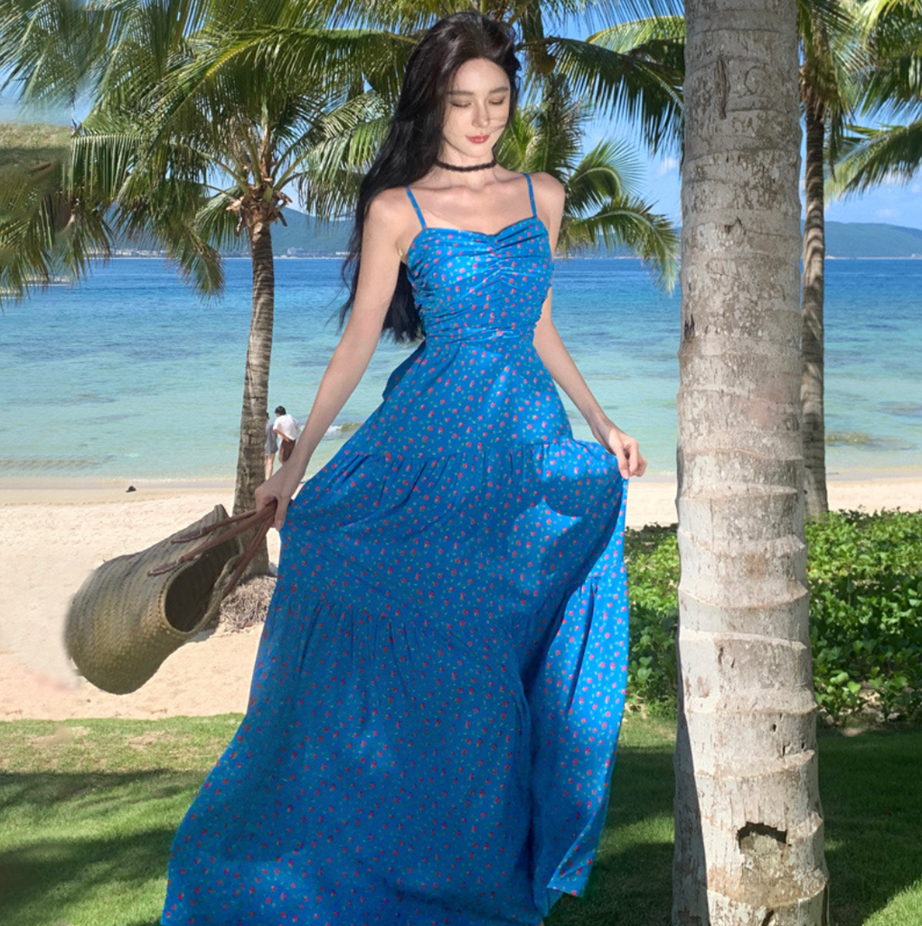 Đầm Vintage Xanh Hoa Nhí - Blue Daisy