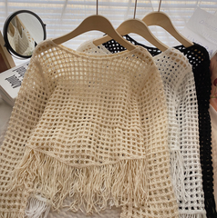 Áo Len Lỗ Vuông Tua Rua