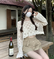 Áo Croptop Tay Dài - Lace Blouse