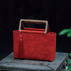 Túi Gấm Đỏ Quai Gỗ