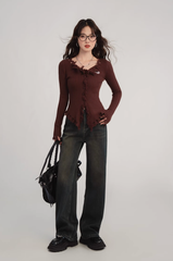 Áo Len Nâu Tay Dài - Amira