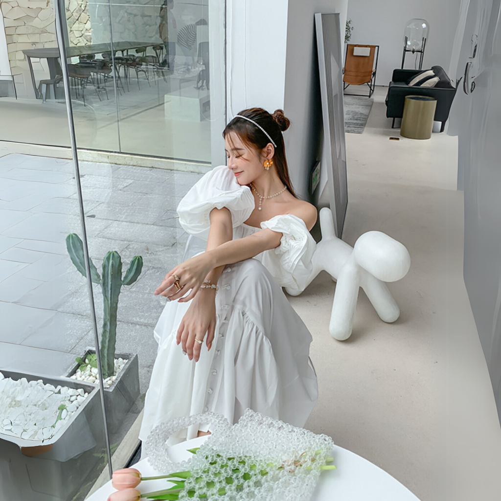 Đầm Vintage Trắng - Violet