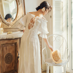 Đầm trắng Tay phồng