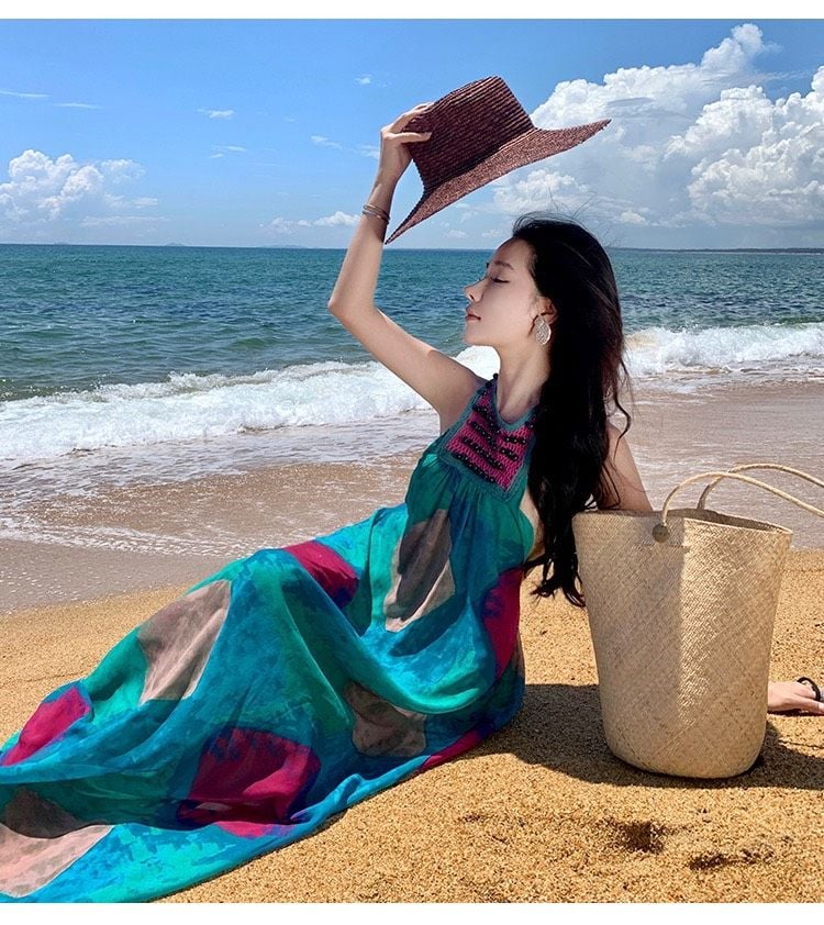 Đầm Boho Yếm - Sapphire