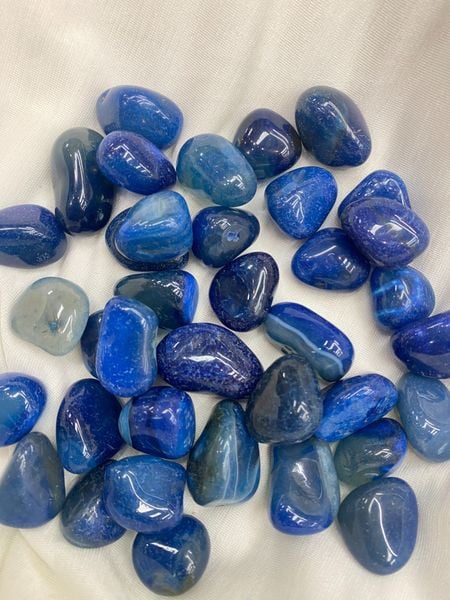  Sỏi Mã Não Nhuộm Xanh Dương - Blue Dyed Agate Tumble 