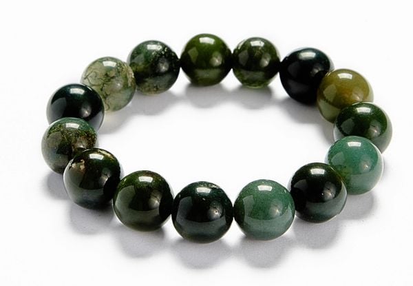  Vòng Tay Mã Não Xanh Nâu Rêu - Moss Green Agate Bracelet 