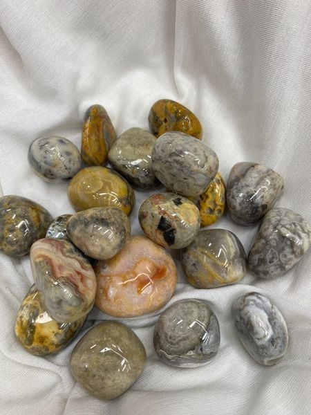  Sỏi Mã Não Hoa Vàng - Yellow Lace Agate Tumble 