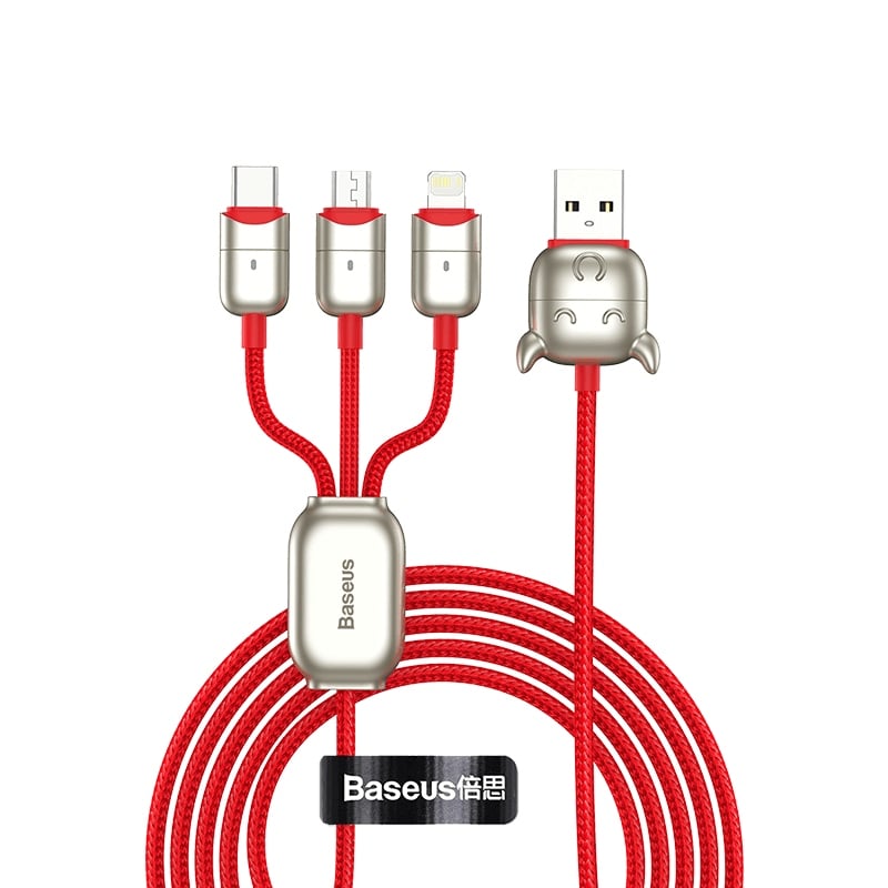 Cáp dữ liệu một cho ba USB sang M + L + C 3.5A 1.2m