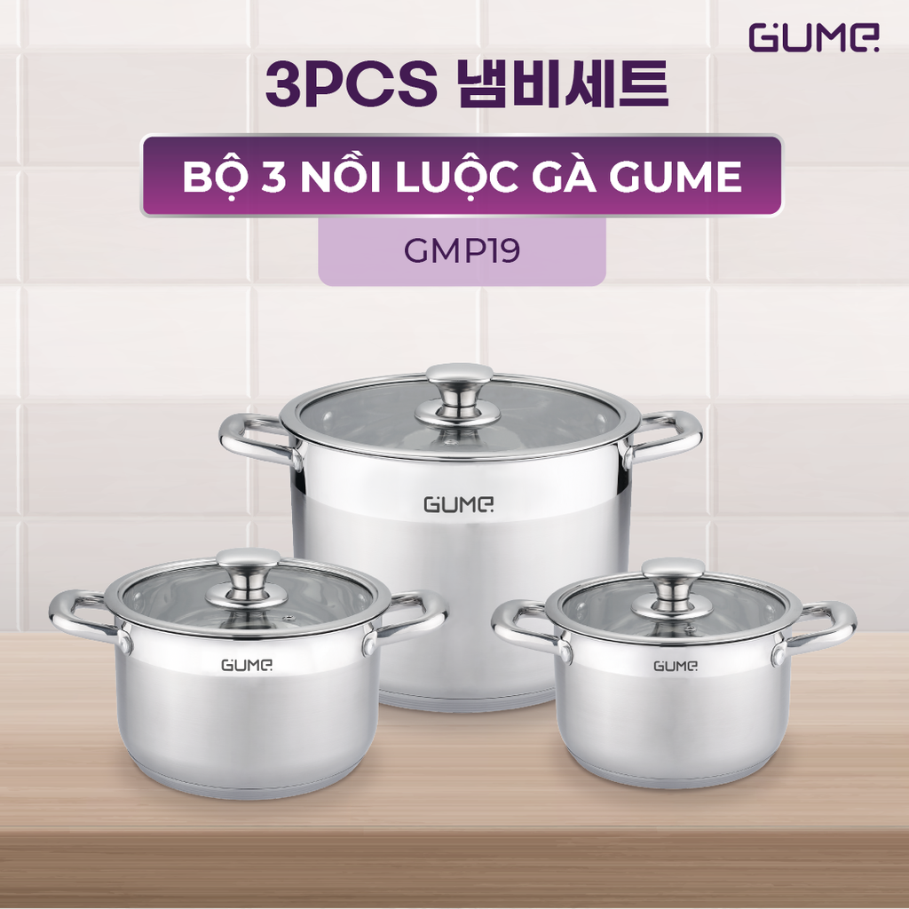 3pcs set Pot Stainless Steel Cookware