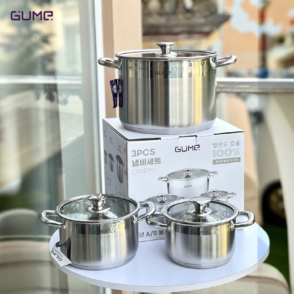 3pcs set Pot Stainless Steel Cookware