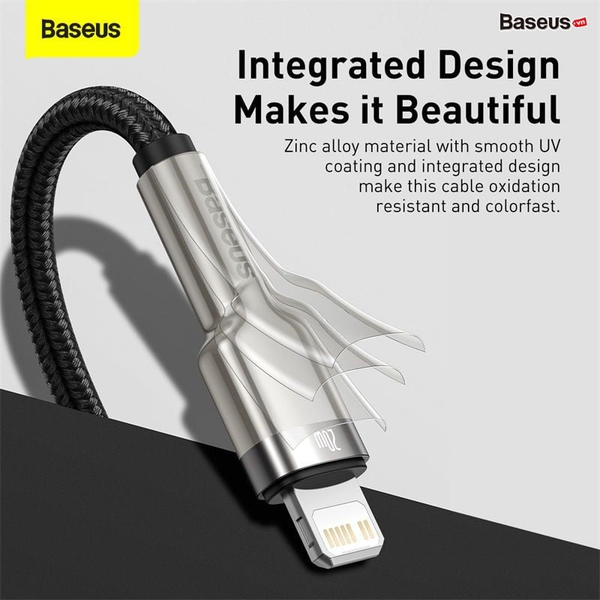 Cáp sạc nhanh C to Lightning 20W cho iPhone 12 Series Baseus Cafule Metal Series