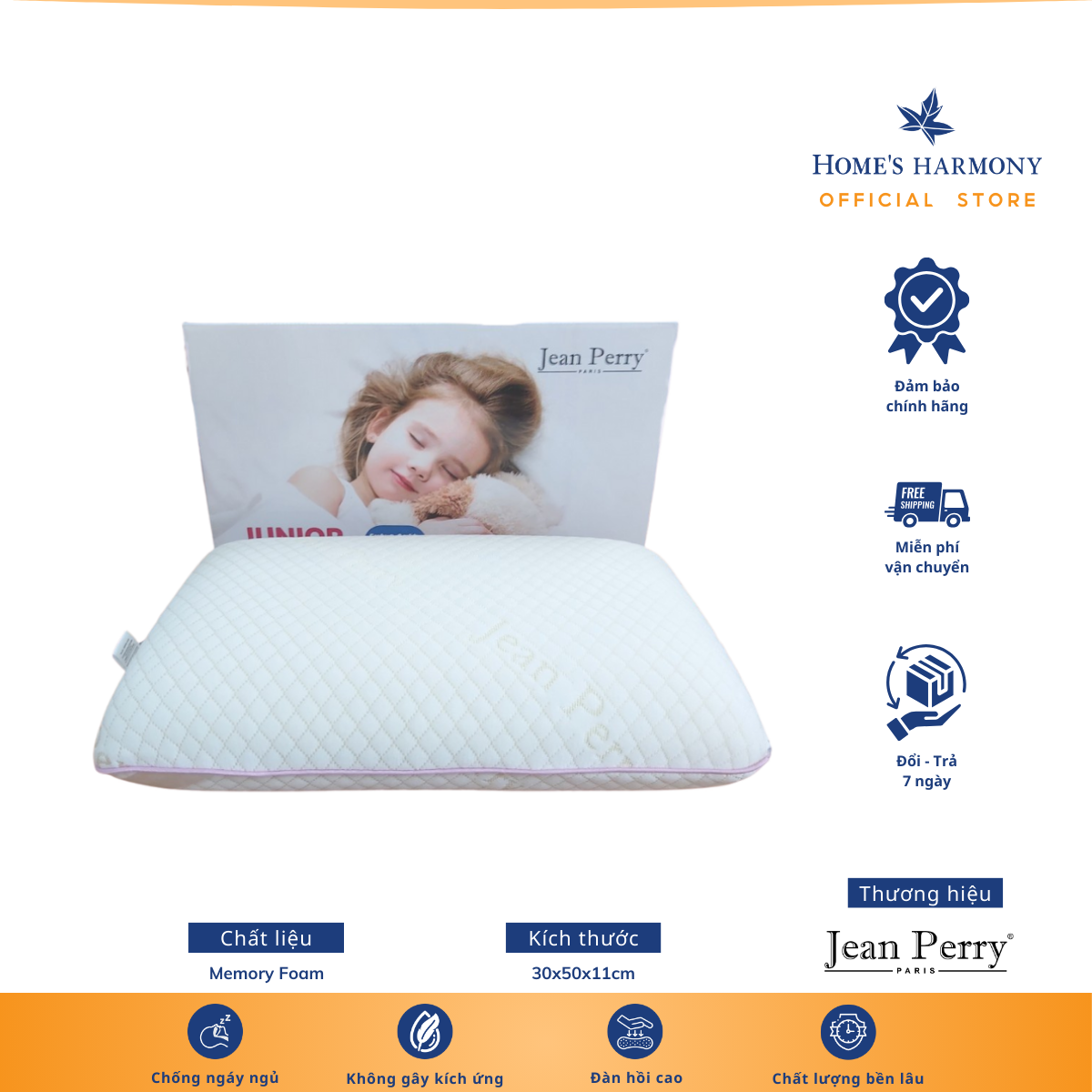  Gối nằm Memory Foam Jean Perry Junior Basic 