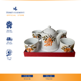  Bộ ấm tách trà 6 món họa tiết hoa cam 