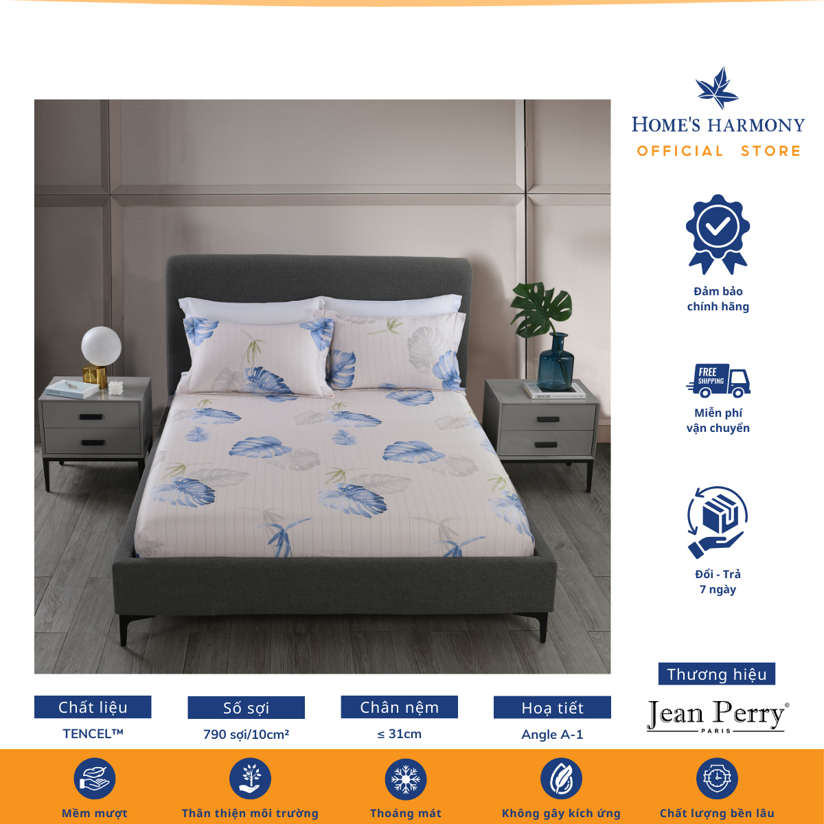  Bộ drap, áo gối Tencel™ Jean Perry Mina 