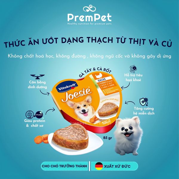  Thức Ăn Ướt - Vitakraft - Hỗ Trợ Tiêu Hoá & Hệ Miễn Dịch - Từ Thịt & Rau Củ - cho Chó - Hộp 85g 