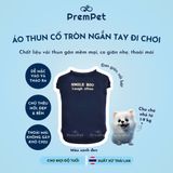  Áo Thun - DoggyDolly - Vải Thun Gân Mềm, Cổ Tròn Ngắn Tay Đi Chơi - cho Chó nhỏ - Size XS L - Màu Xanh Đen 