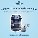  Áo Thun - DoggyDolly - Vải Thun Co Giãn, Cổ Tròn Ngắn Tay Đi Chơi - cho Chó nhỏ - Size L - Màu Xanh Đen Sọc Trắng 
