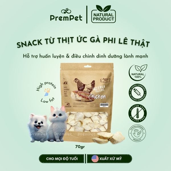  Snack Thưởng - Absolute Bites - Từ Thịt Ức Gà Tươi - cho Chó Mèo - Túi 70g [NATURAL] 