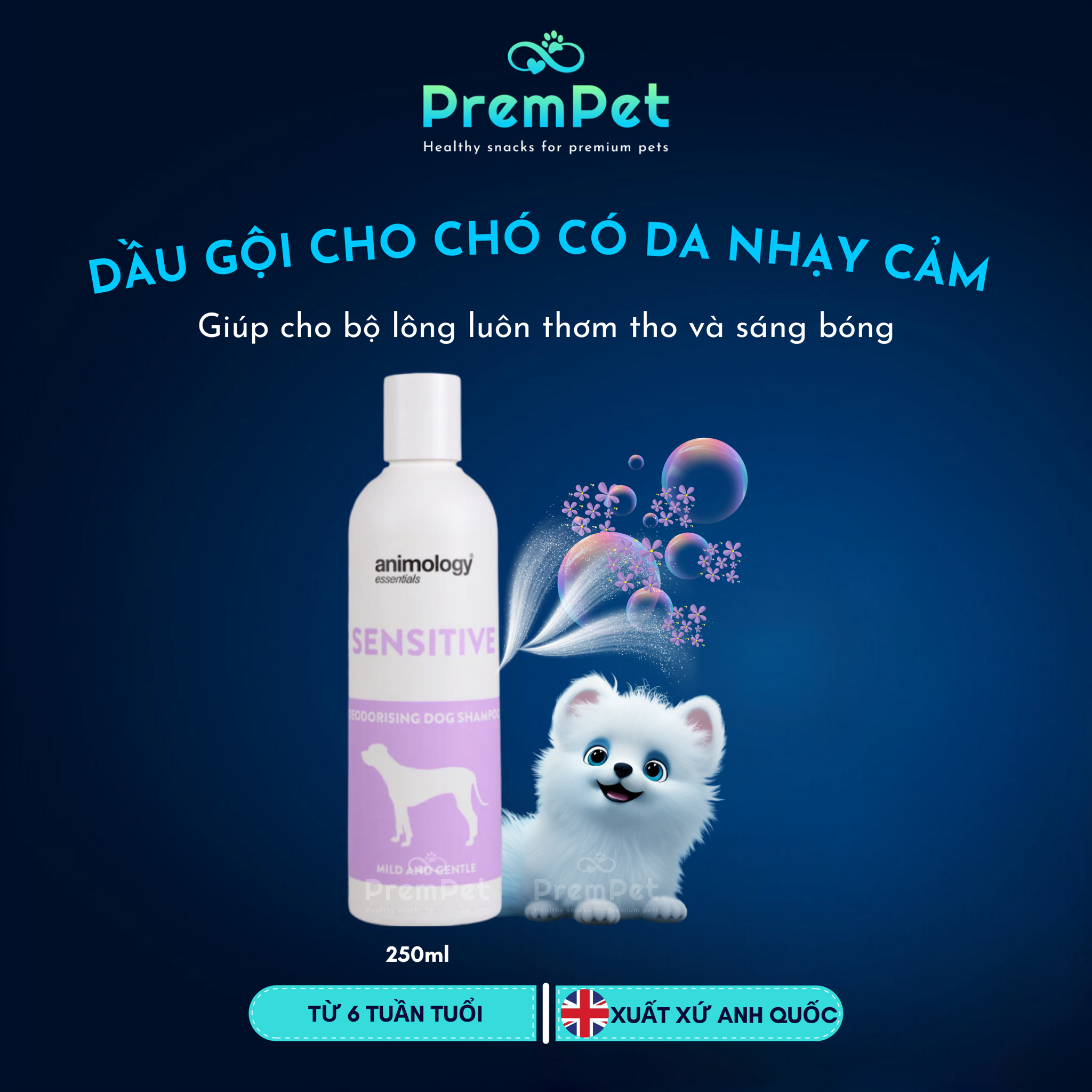  Dầu Gội - Animology - Cho Da Nhạy Cảm - cho Chó - Chai 250ml 