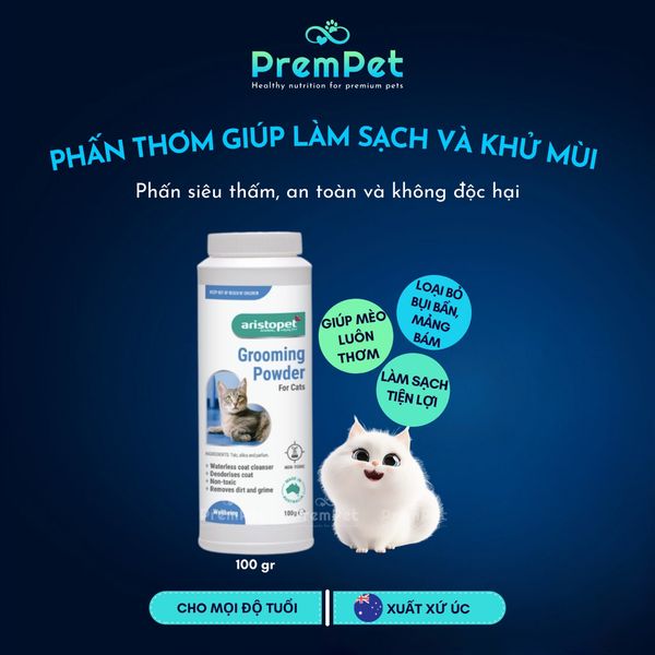  Phấn Thơm - Aristopet - Làm Sạch Và Khử Mùi cho Mèo - Chai 100g 