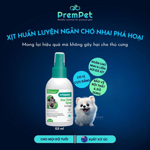  Xịt Huấn Luyện - Aristopet - Hỗ Trợ Ngăn Hành Vi Nhai Phá Hoại - cho Chó - Chai 125ml 