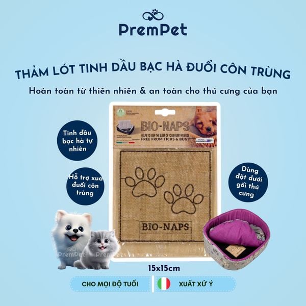  Thảm Lót Đuổi Côn Trùng - Bio-Naps - Hương Tinh Dầu Bạc Hà - cho Chó Mèo 