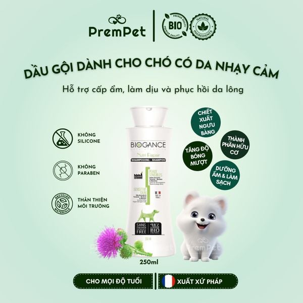  Dầu Gội - Biogance - Cho Da Nhạy Cảm - cho Chó - Chai 250ml [NATURAL] 