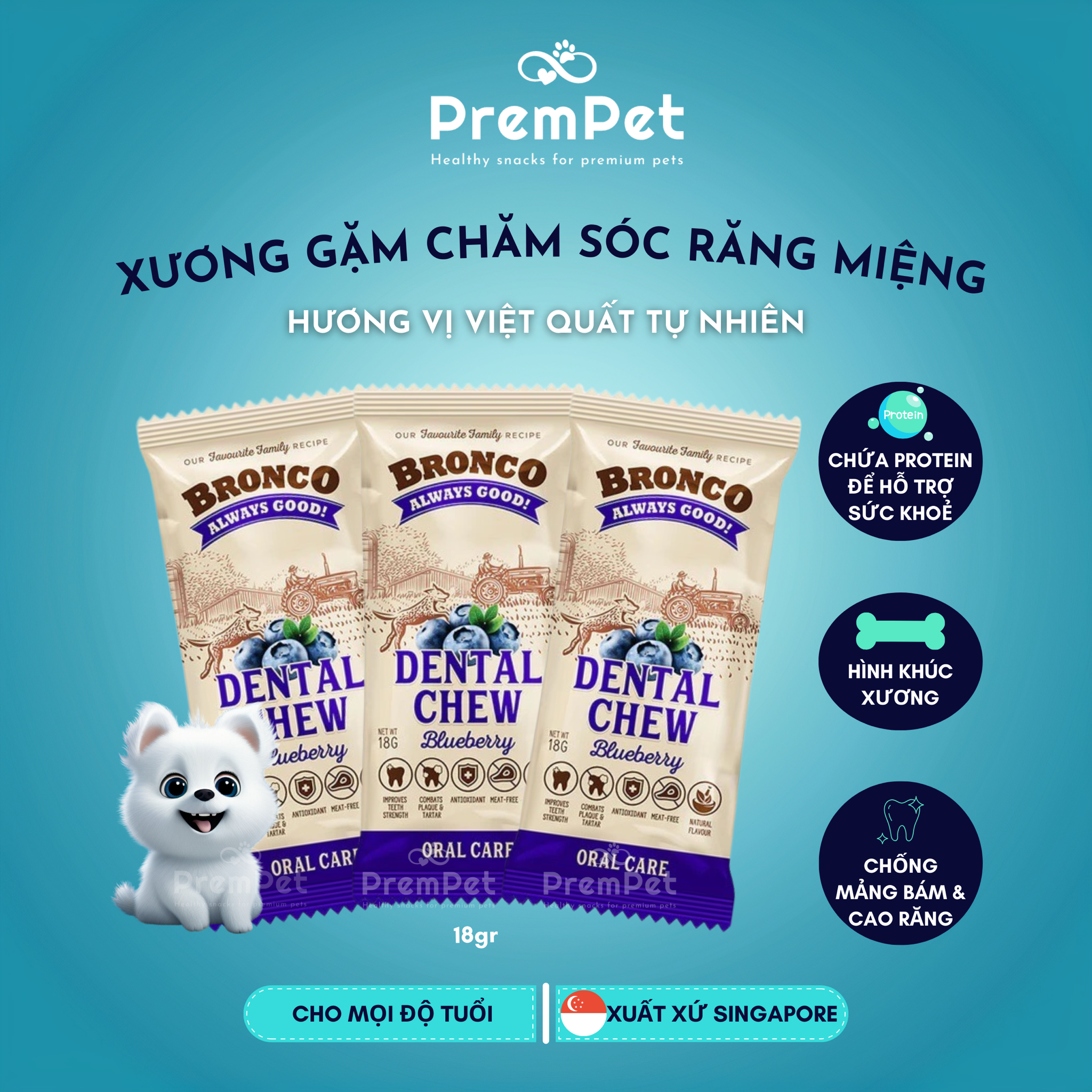  Xương Gặm - Bronco - Chăm Sóc Răng Miệng - Vị Trái Cây - cho Chó - Que 18g [GIÁ ĐẶC BIỆT] 