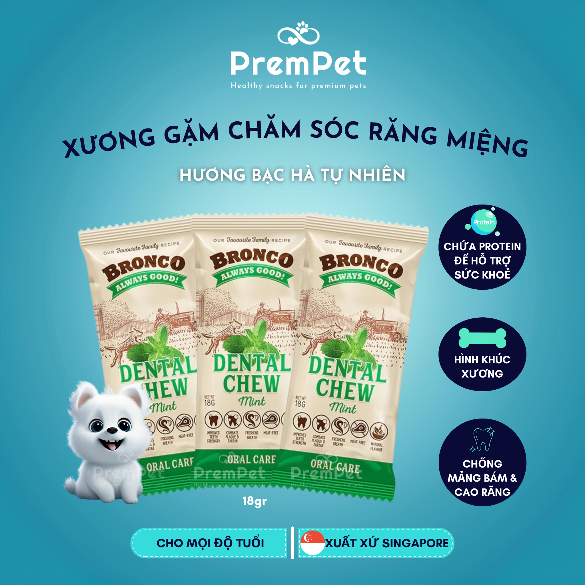  Xương Gặm - Bronco - Chăm Sóc Răng Miệng - Vị Trái Cây - cho Chó - Que 18g [GIÁ ĐẶC BIỆT] 