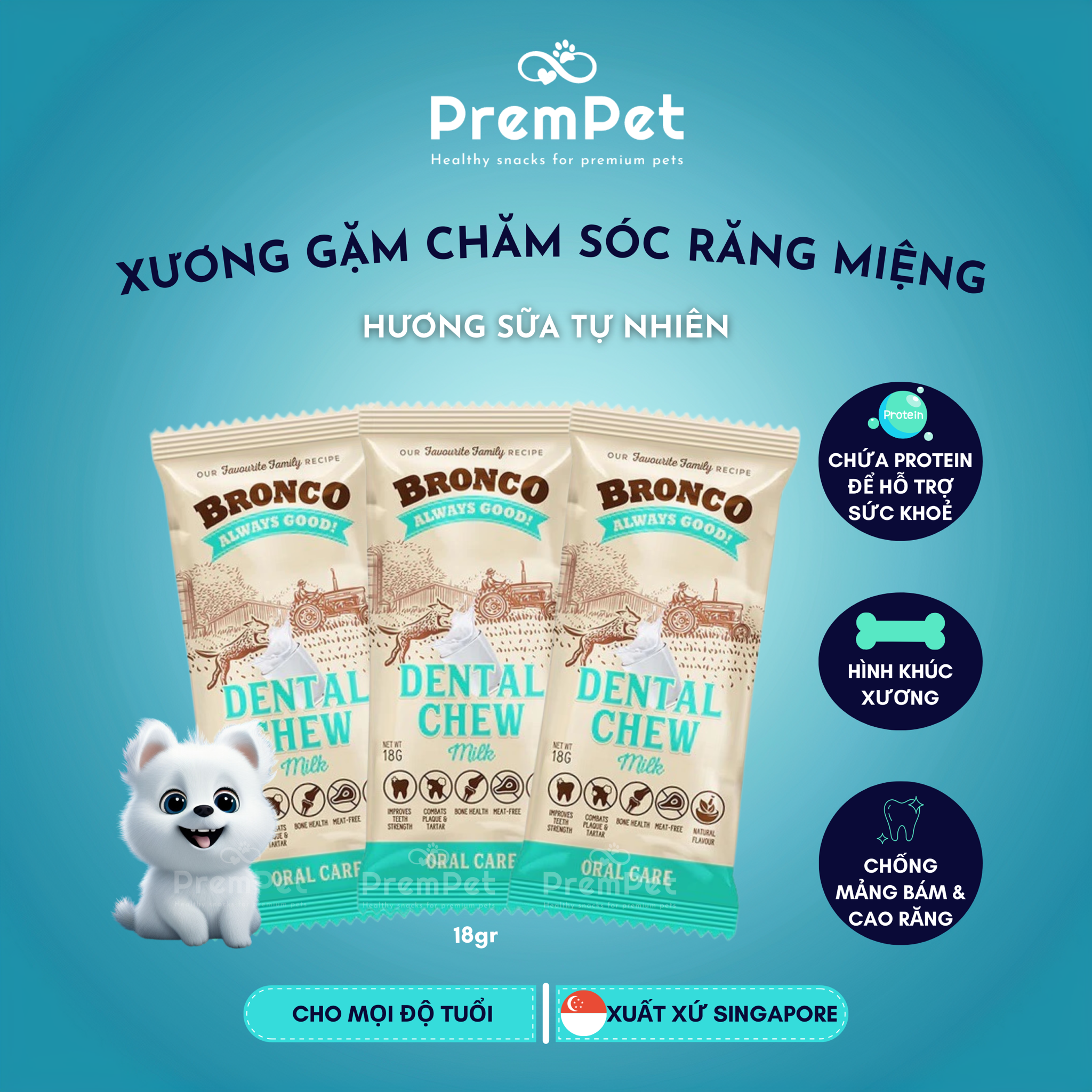  Xương Gặm - Bronco - Chăm Sóc Răng Miệng - Vị Trái Cây - cho Chó - Que 18g [GIÁ ĐẶC BIỆT] 