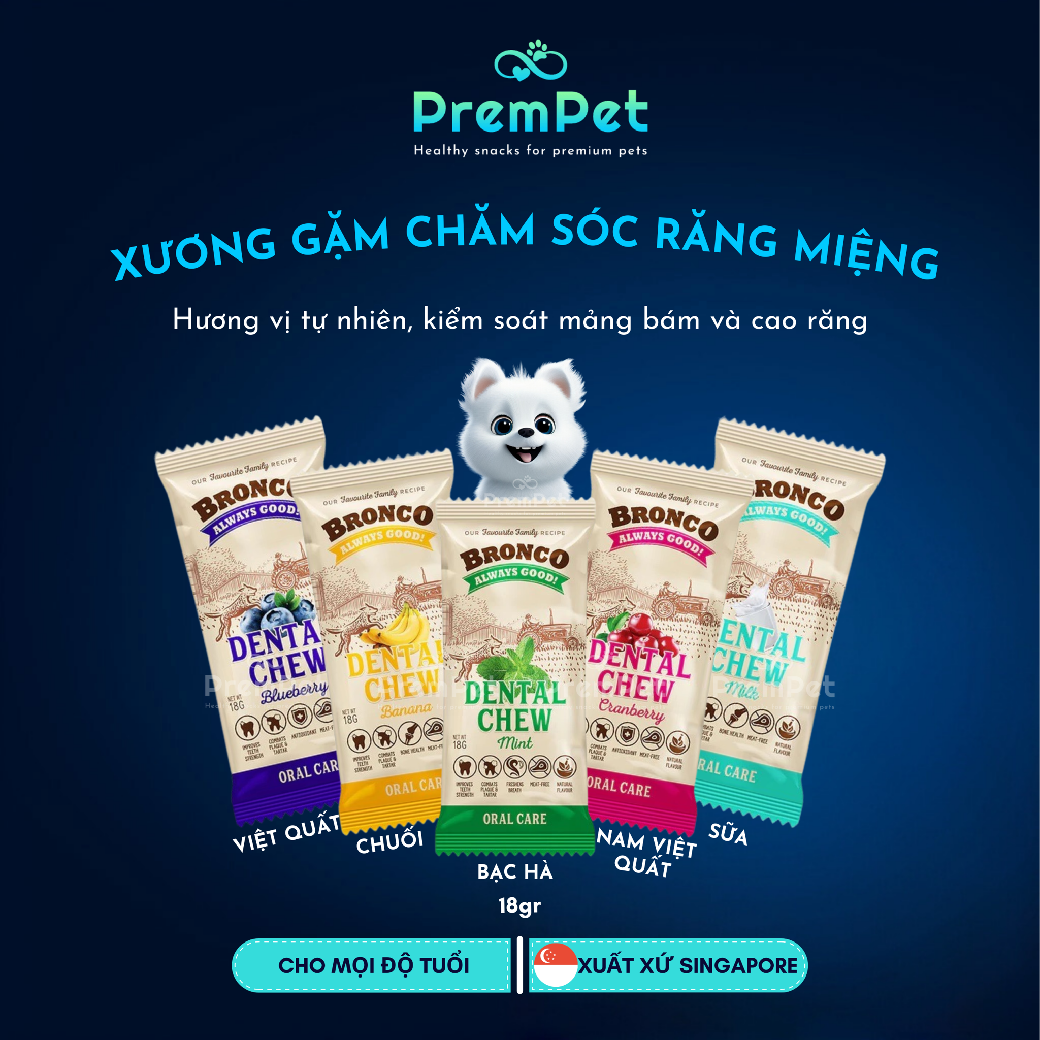  Xương Gặm - Bronco - Chăm Sóc Răng Miệng - Vị Trái Cây - cho Chó - Que 18g [GIÁ ĐẶC BIỆT] 