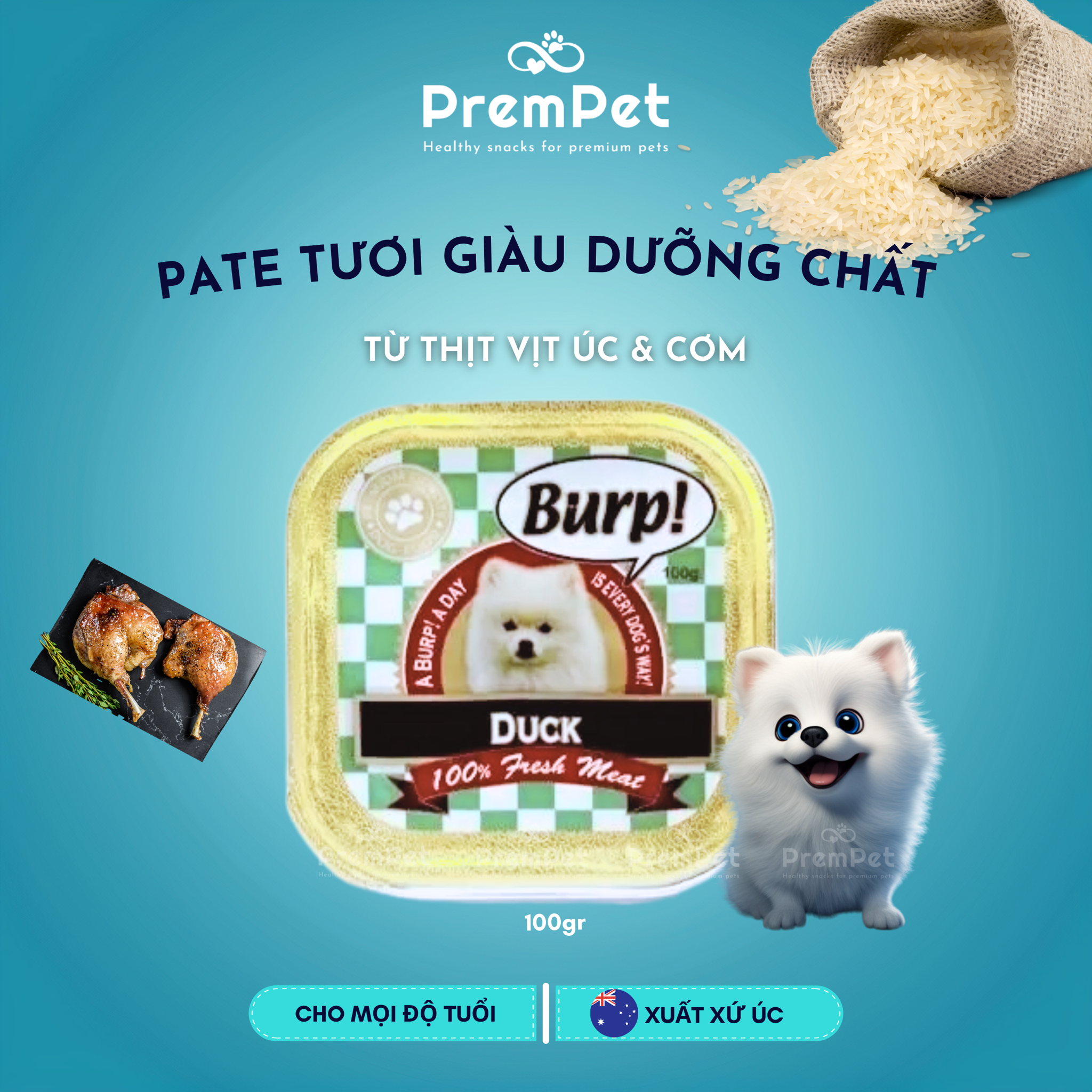 Pate - Burp - Từ Thịt Tươi Giàu Dinh Dưỡng - cho Chó - Hộp 100g 