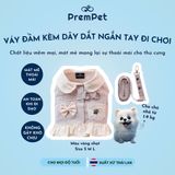  Váy Đầm kèm Dây Dắt - DoggyDolly - Ngắn Tay Đi Chơi - cho Chó nhỏ - Size S M L - Màu Vàng Nhạt 