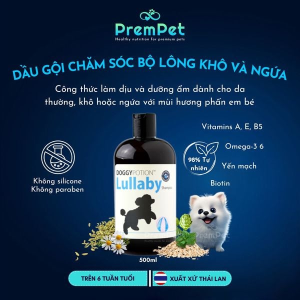  Dầu Gội - DoggyPotion - Chăm Sóc Bộ Lông Khô & Ngứa - Hương Phấn - cho Chó - Chai 500ml 