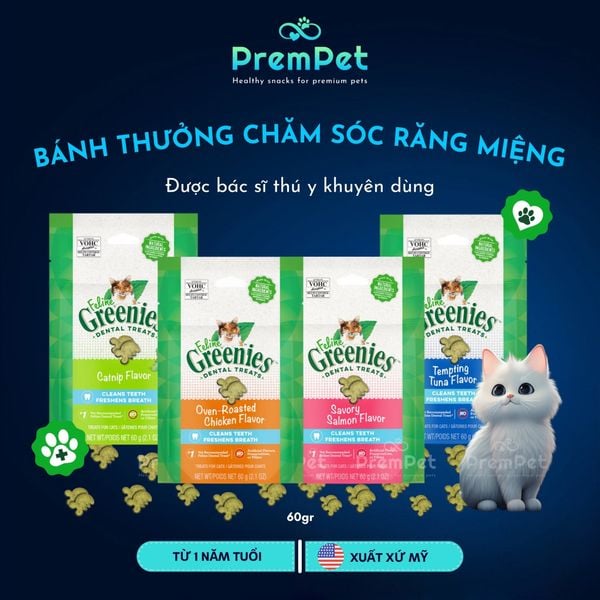  Bánh Thưởng - Feline Greenies - Chăm Sóc Răng Miệng - Nhiều Vị - cho Mèo - Túi 60g 