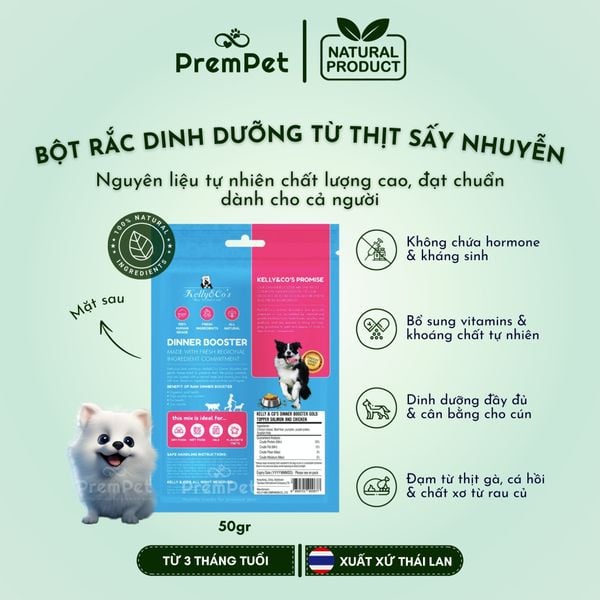  Bột Rắc Dinh Dưỡng - Kelly & Co's - Từ Thịt Gà Cá Hồi & Rau Củ Sấy Nhuyễn - cho Chó - Túi 50g [NATURAL] 