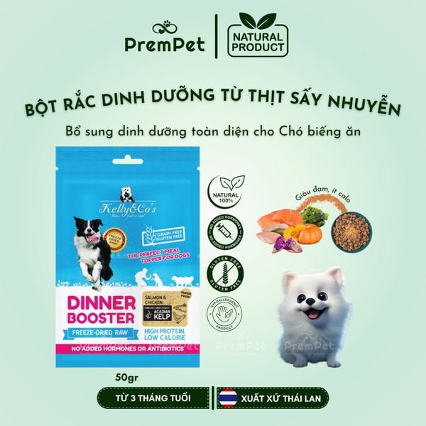  Bột Rắc Dinh Dưỡng - Kelly & Co's - Từ Thịt Gà Cá Hồi & Rau Củ Sấy Nhuyễn - cho Chó - Túi 50g [NATURAL] 