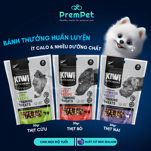  Bánh Thưởng - KIWI Kitchens - Vị Thịt Cừu/Bò/Nai - cho Chó - Túi 30g 