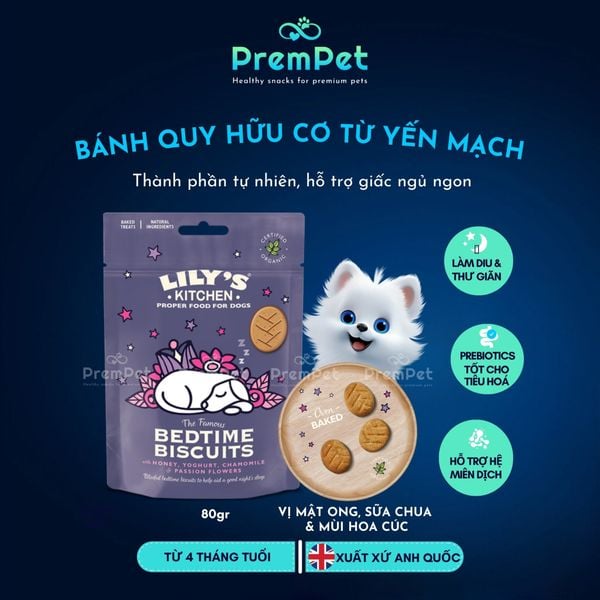  Bánh Thưởng - LiLy's Kitchen - Hỗ Trợ Giấc Ngủ Ngon - cho Chó - Túi 80g 