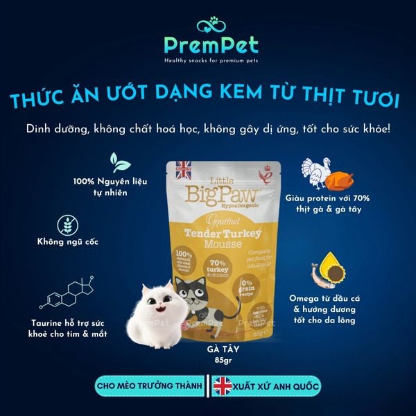  Thức Ăn Ướt - Little BigPaw - Hỗ Trợ Sức Khoẻ Tổng Thể - Vị Cá Biển / Vị Gà Tây - cho Mèo - Túi 85g [NATURAL] 