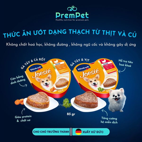  Thức Ăn Ướt - Vitakraft - Hỗ Trợ Tiêu Hoá & Hệ Miễn Dịch - Từ Thịt & Rau Củ - cho Chó - Hộp 85g 