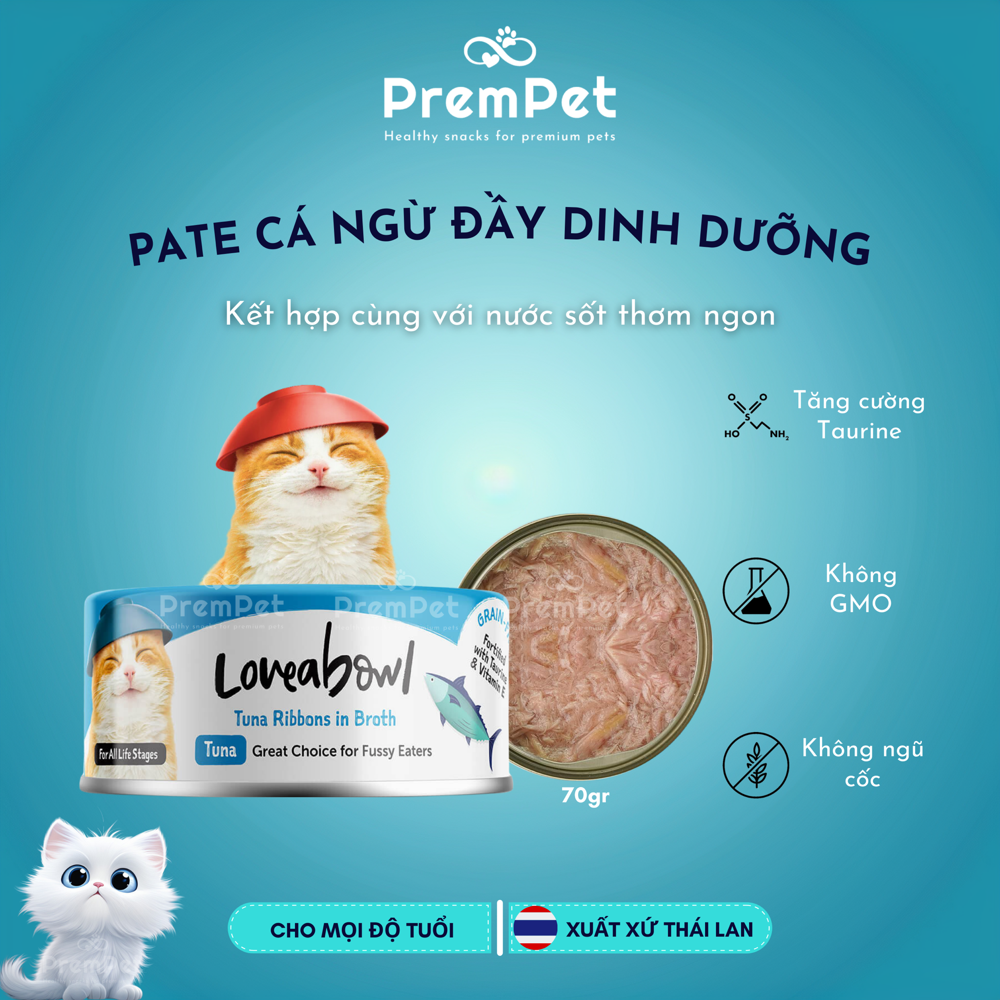  Pate - Loveabowl - Vị Cá Ngừ - cho Mèo - Hộp 70g 