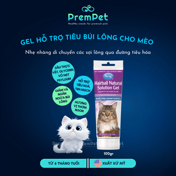  Gel Dinh Dưỡng - PetAg - Hỗ Trợ Tiêu Búi Lông - cho Mèo - Tuýp 100g 