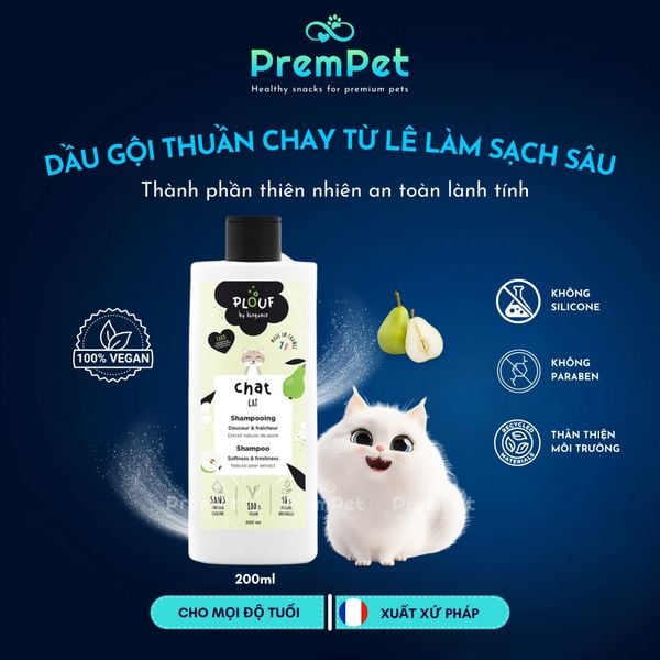 Dầu Gội - PLOUF - Làm Sạch Sâu - cho Mèo - Chai 200ml 
